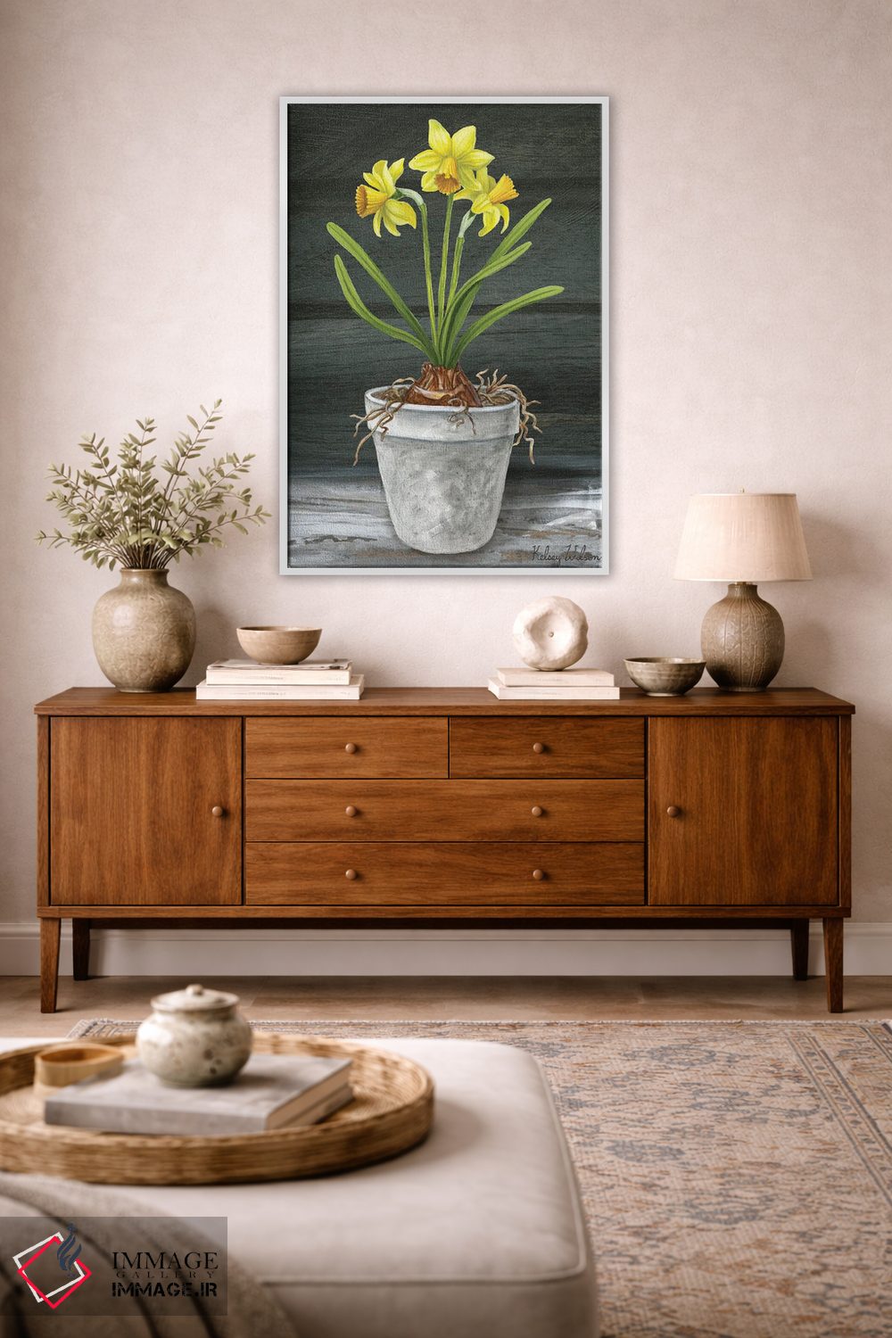 تابلو مدرن باغ روستایی ۱ - نرگس ها اثر کلسی ویلسون - D2W