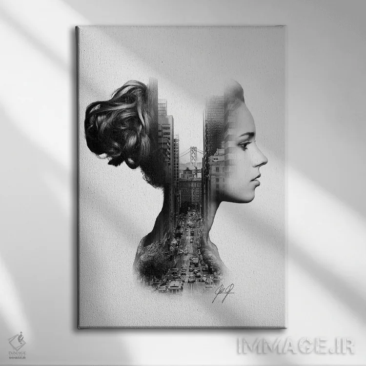 تابلو دکوراتیو پروفایل با نوردهی دوگانه اثر کاترین فدرر - نمای روبهرو روی دیوار