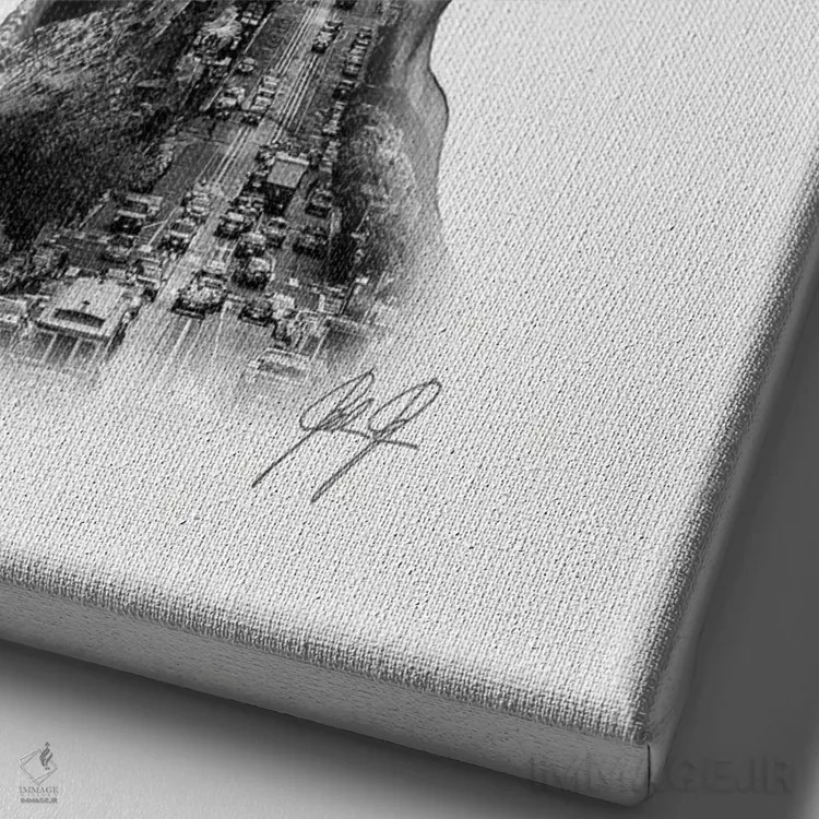 تابلو دکوراتیو پروفایل با نوردهی دوگانه اثر کاترین فدرر - نمای نزدیک بافت بوم