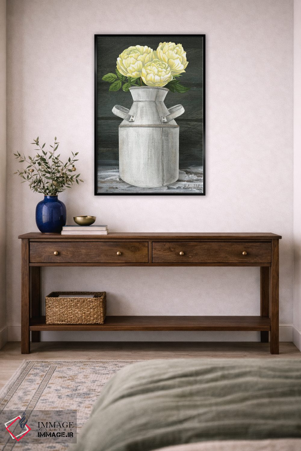 تابلو مدرن باغ روستایی ۴ - صدتومانی ها در پارچ اثر کلسی ویلسون - D3B