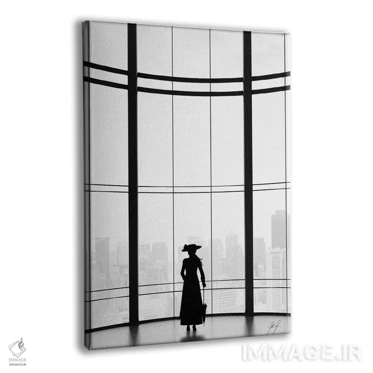 تابلو مینیمال نگاه متفکرانه اثر کاترین فدرر - نمای پرسپکتیو محصول