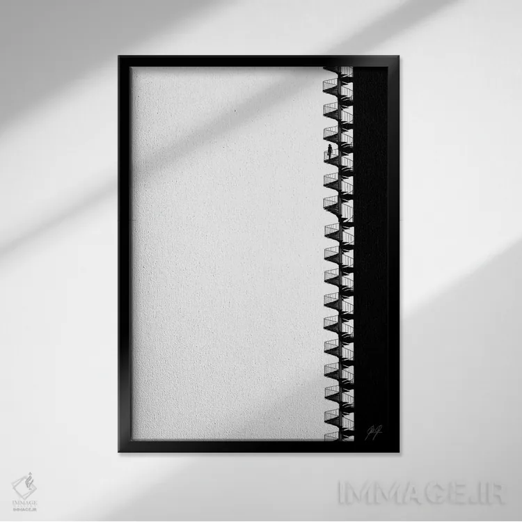 تابلو مینیمال گردباد اثر کاترین فدرر - نمای قابدار مشکی