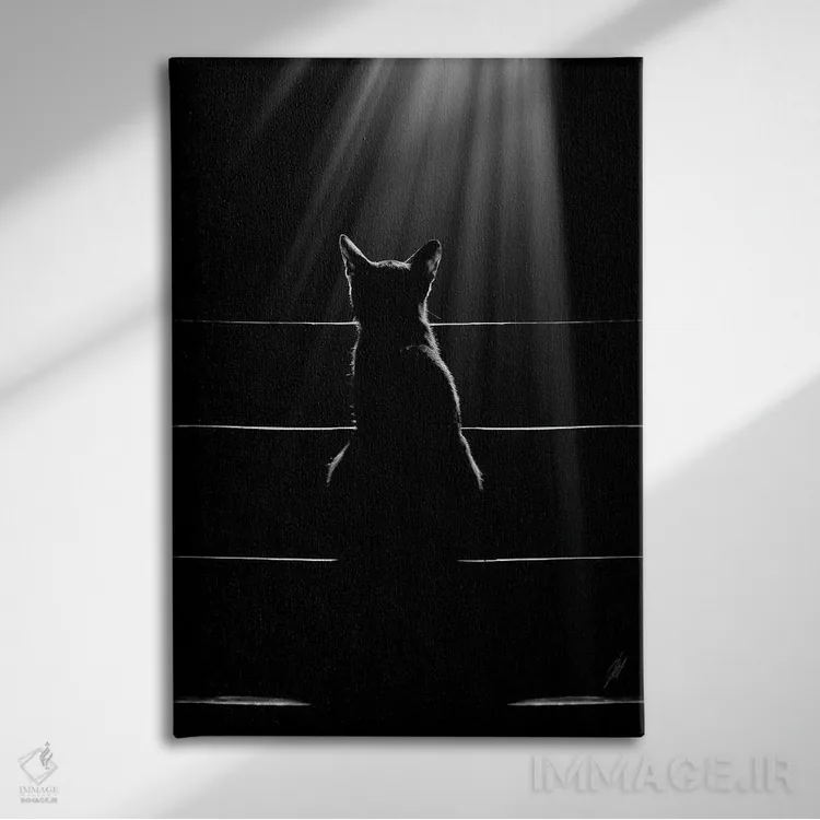 تابلو دکوراتیو زبان گربه ها اثر کاترین فدرر - نمای روبهرو روی دیوار