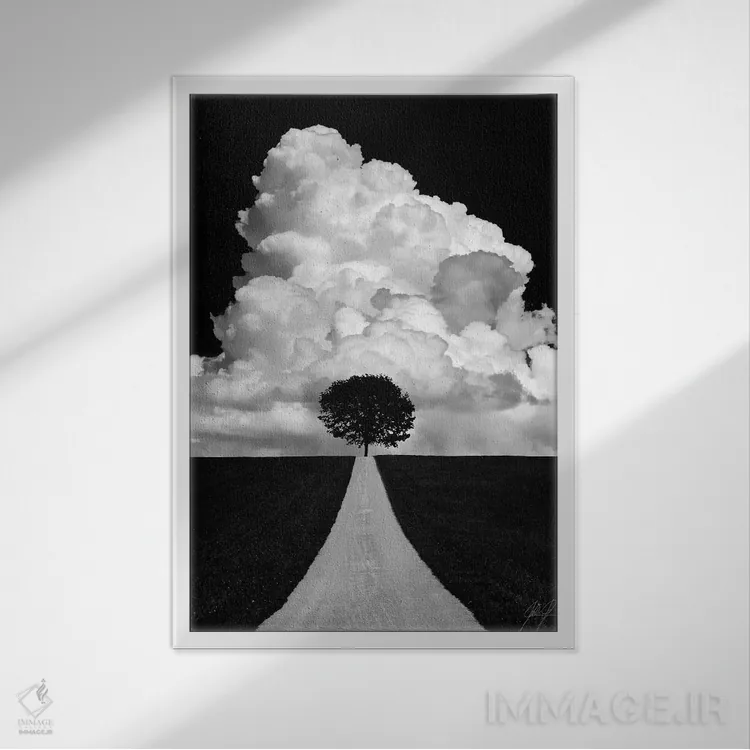 تابلو دکوراتیو درخت دوقلو اثر کاترین فدرر - نمای قابدار سفید