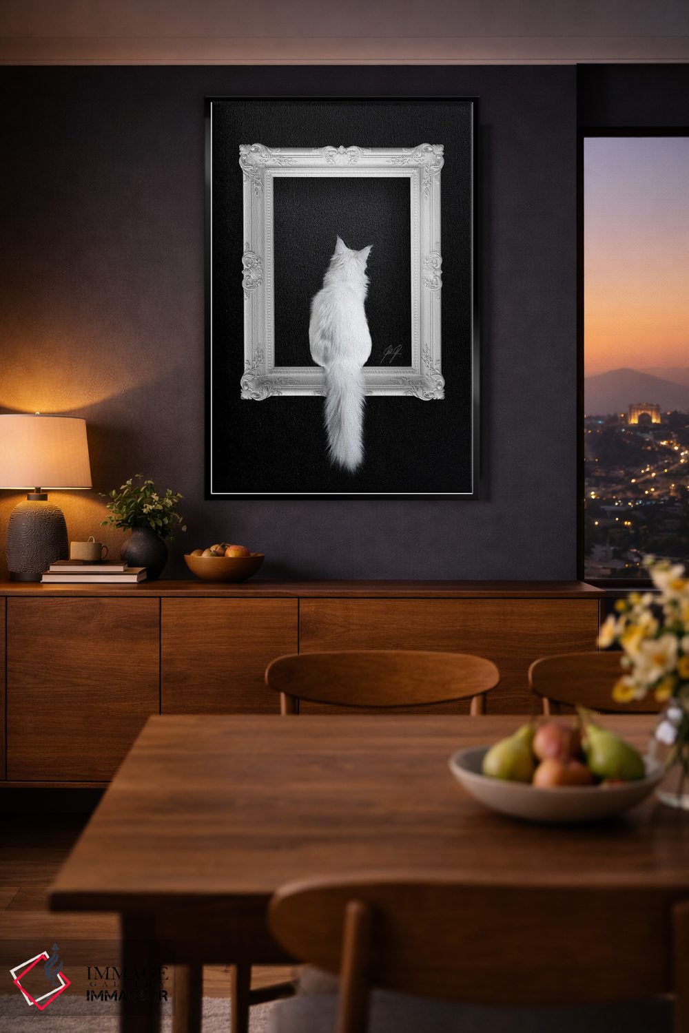 تابلو دکوراتیو گربه در قاب اثر کاترین فدرر - D2B