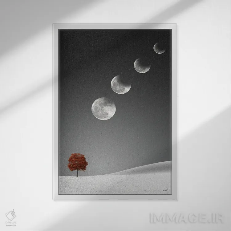 تابلو دکوراتیو خسوف ماه اثر کاترین فدرر - نمای قابدار سفید