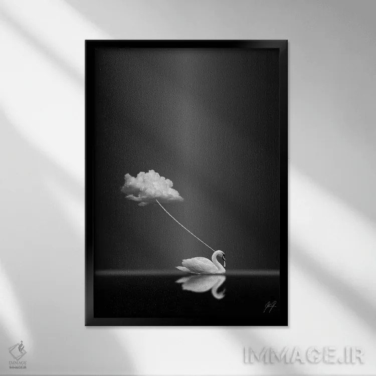 تابلو مینیمال دنبالم بیا اثر کاترین فدرر - نمای قابدار مشکی