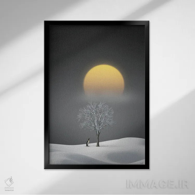 تابلو دکوراتیو درودهای ماه میانه زمستان اثر کاترین فدرر - نمای قابدار مشکی