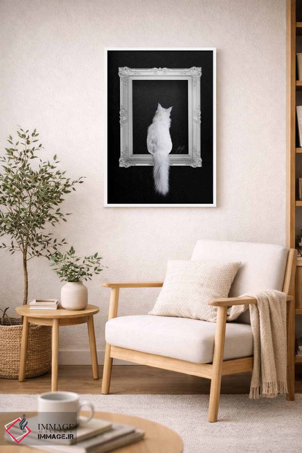 تابلو دکوراتیو گربه در قاب اثر کاترین فدرر - D6W