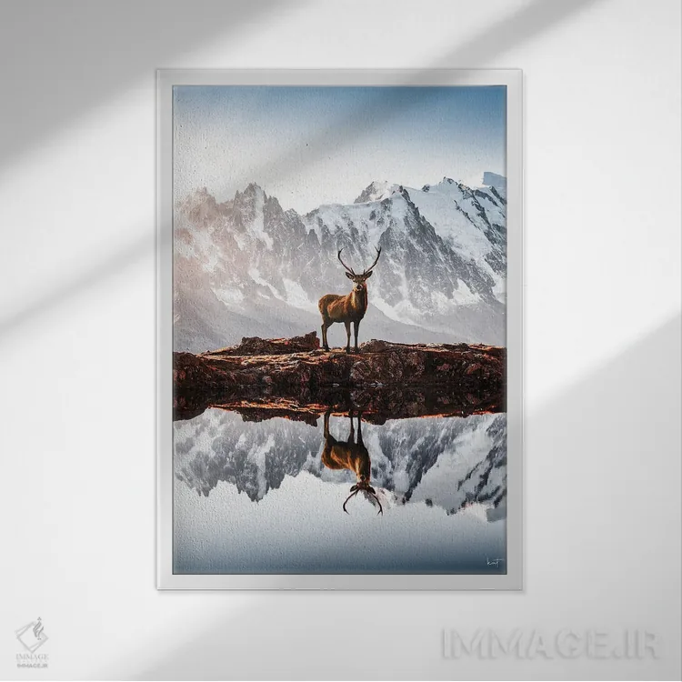 تابلو دکوراتیو در کوهستان اثر کاترین فدرر - نمای قابدار سفید