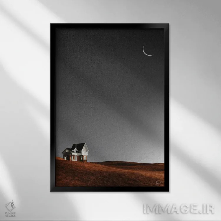 تابلو دکوراتیو کلبه اثر کاترین فدرر - نمای قابدار مشکی