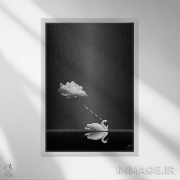 تابلو مینیمال دنبالم بیا اثر کاترین فدرر - نمای قابدار سفید