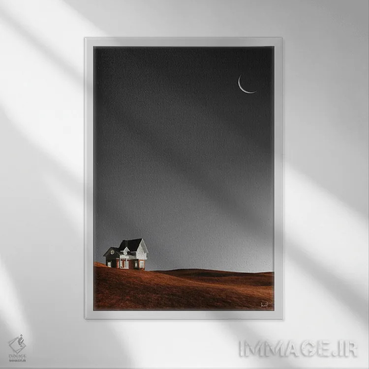 تابلو دکوراتیو کلبه اثر کاترین فدرر - نمای قابدار سفید