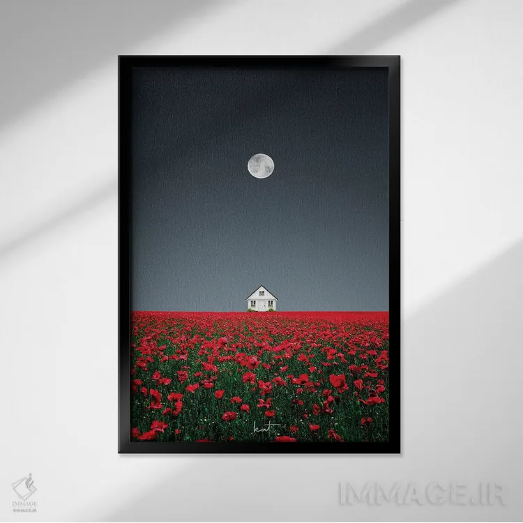 تابلو دکوراتیو آرام گرفته درون شکوفه اثر کاترین فدرر - نمای قابدار مشکی
