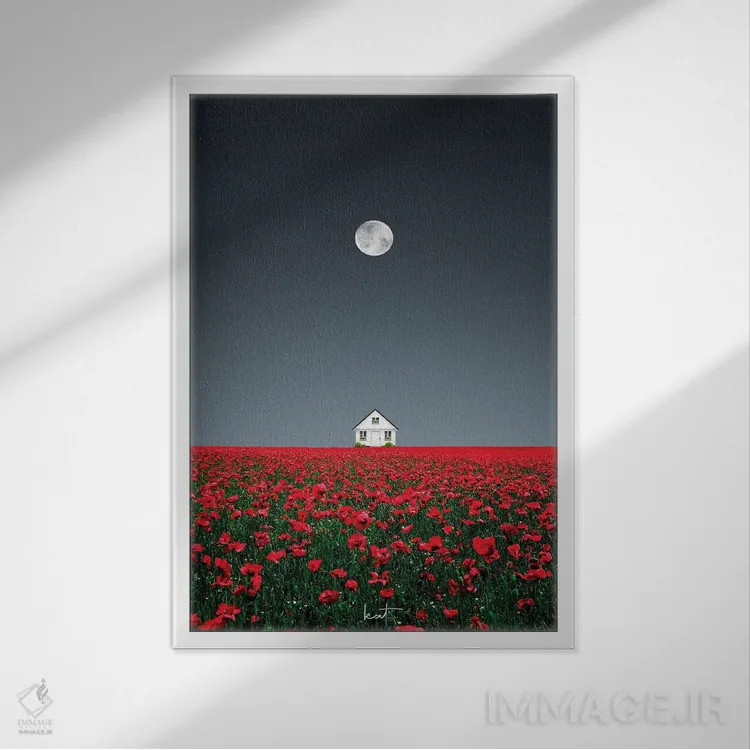 تابلو دکوراتیو آرام گرفته درون شکوفه اثر کاترین فدرر - نمای قابدار سفید