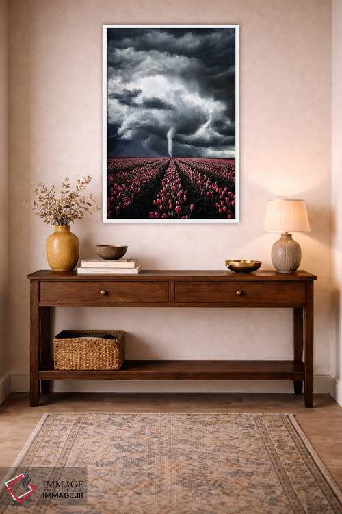 تابلو دکوراتیو لاله هایی که با طوفان می جنگند اثر کاترین فدرر - D1W