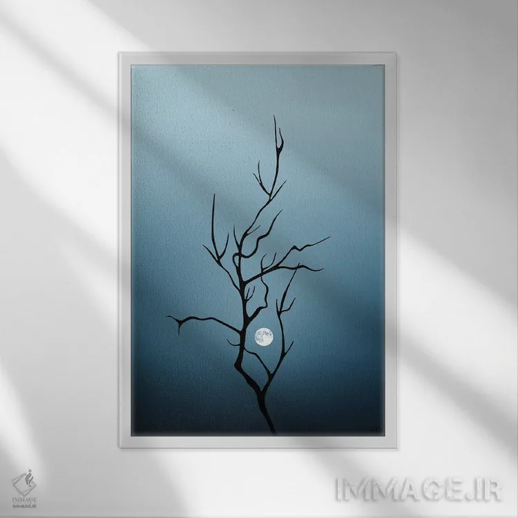 تابلو دکوراتیو شاخه اثر کاترین فدرر - نمای قابدار سفید