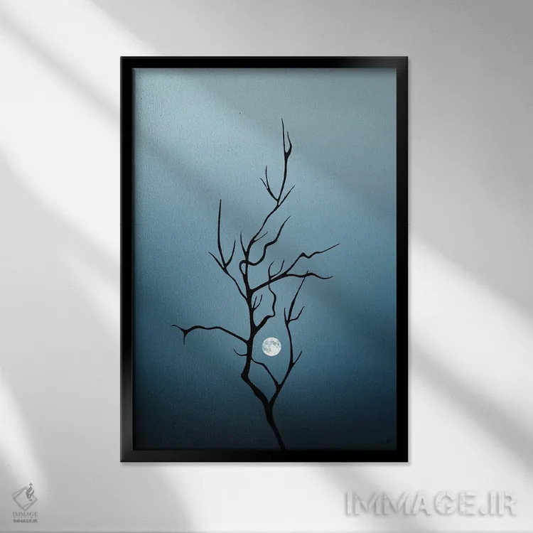 تابلو دکوراتیو شاخه اثر کاترین فدرر - نمای قابدار مشکی
