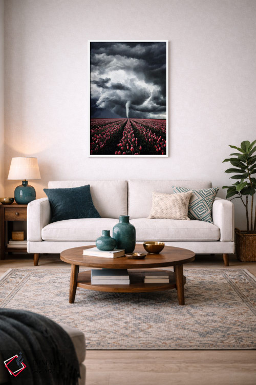تابلو دکوراتیو لاله هایی که با طوفان می جنگند اثر کاترین فدرر - D2W