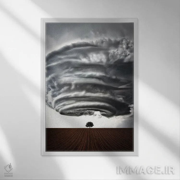 تابلو دکوراتیو پیامد طوفان اثر کاترین فدرر - نمای قابدار سفید