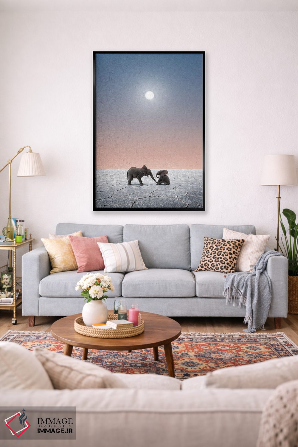 تابلو دکوراتیو فیل ها در صحرا اثر کاترین فدرر - D1B