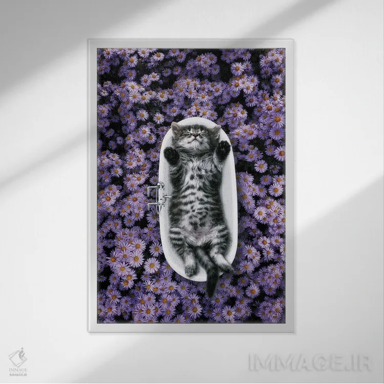 تابلو دکوراتیو شادی در وان خانه عروسکی اثر کاترین فدرر - نمای قابدار سفید