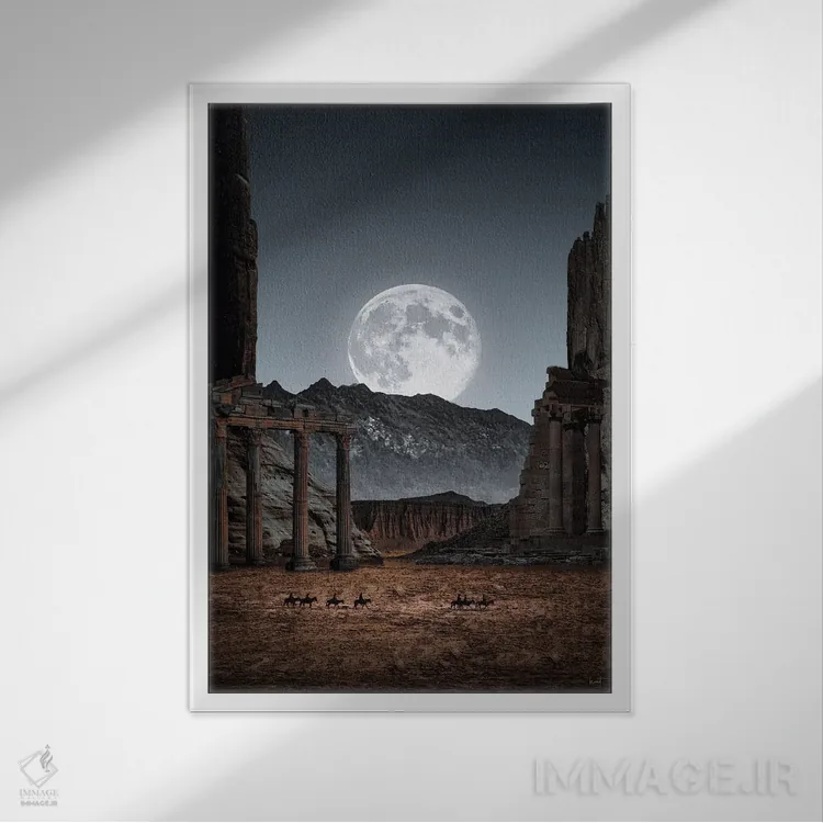 تابلو دکوراتیو منظره ویران در غروب اثر کاترین فدرر - نمای قابدار سفید