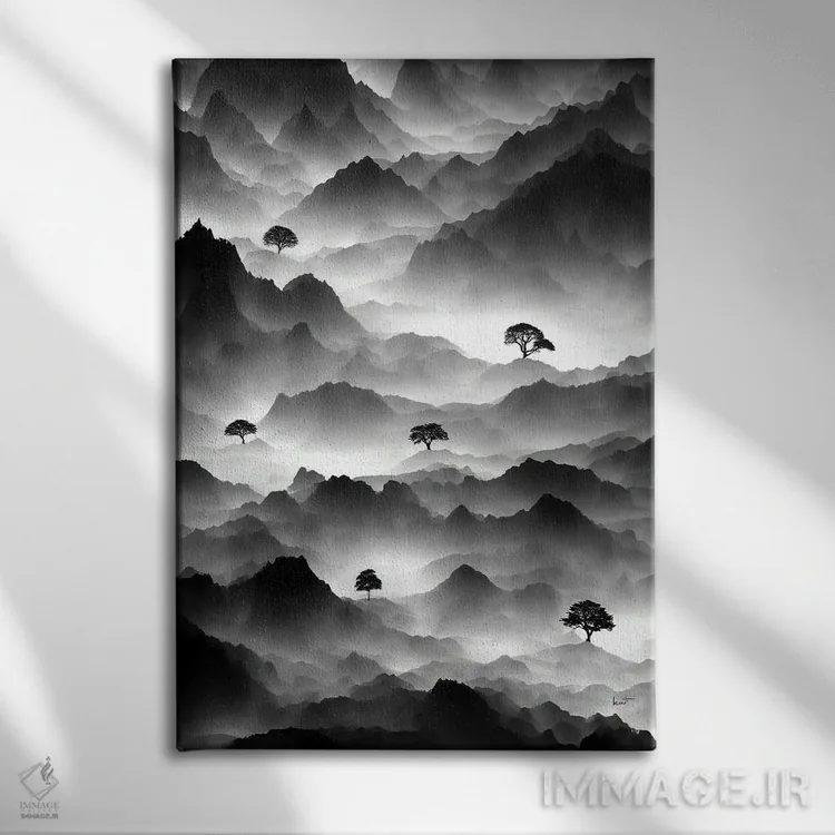 تابلو مینیمال منظره درختان اثر کاترین فدرر - نمای روبهرو روی دیوار