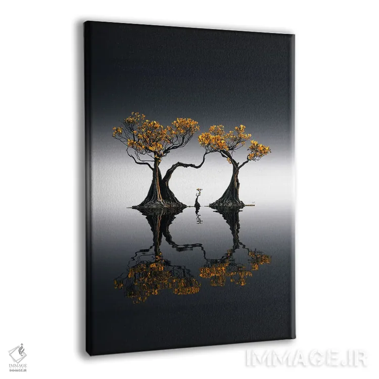 تابلو مینیمال مانگرو طلایی اثر کاترین فدرر - نمای پرسپکتیو محصول