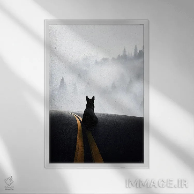 تابلو دکوراتیو دلتنگ خانه - نسخه نهایی اثر کاترین فدرر - نمای قابدار سفید