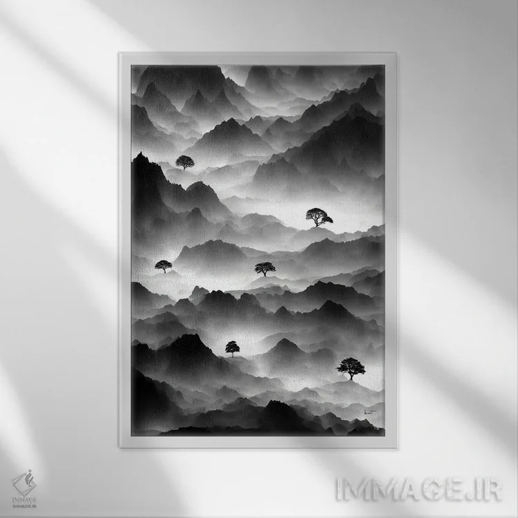 تابلو مینیمال منظره درختان اثر کاترین فدرر - نمای قابدار سفید