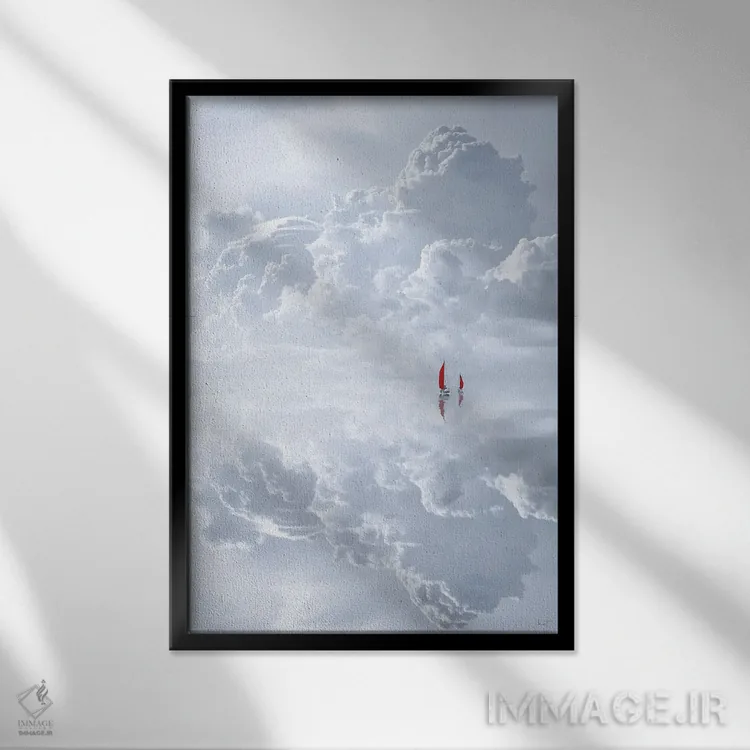 تابلو دکوراتیو ابرنما اثر کاترین فدرر - نمای قابدار مشکی