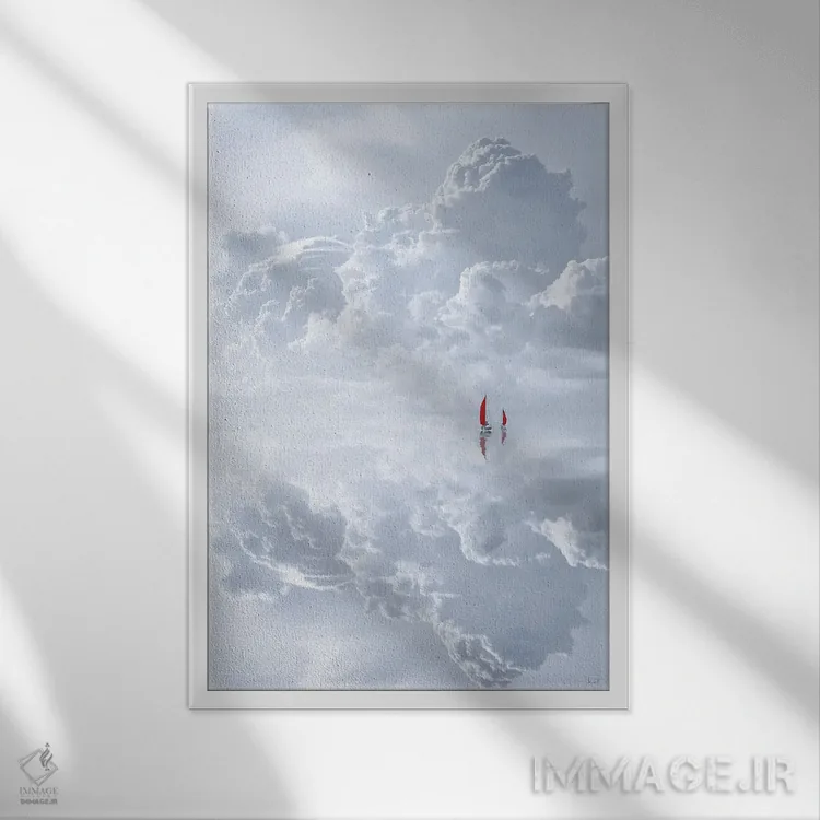 تابلو دکوراتیو ابرنما اثر کاترین فدرر - نمای قابدار سفید