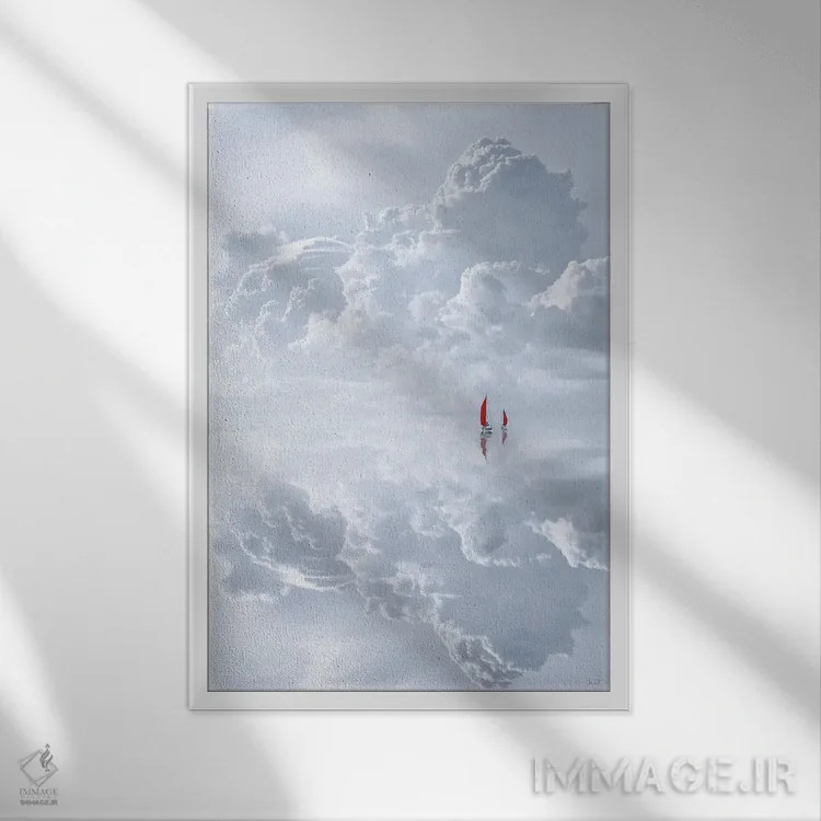 تابلو دکوراتیو ابرنما اثر کاترین فدرر - نمای قابدار سفید