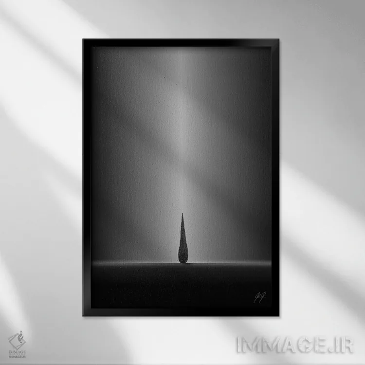 تابلو مینیمال درخشش جادویی از ناکجاآباد اثر کاترین فدرر - نمای قابدار مشکی