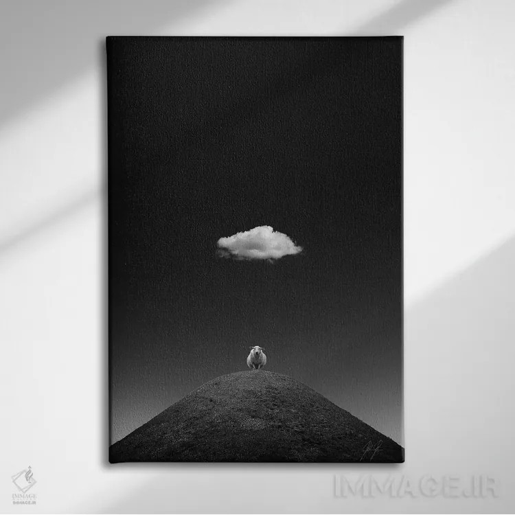 تابلو مینیمال گوسفند درخشان اثر کاترین فدرر - نمای روبهرو روی دیوار