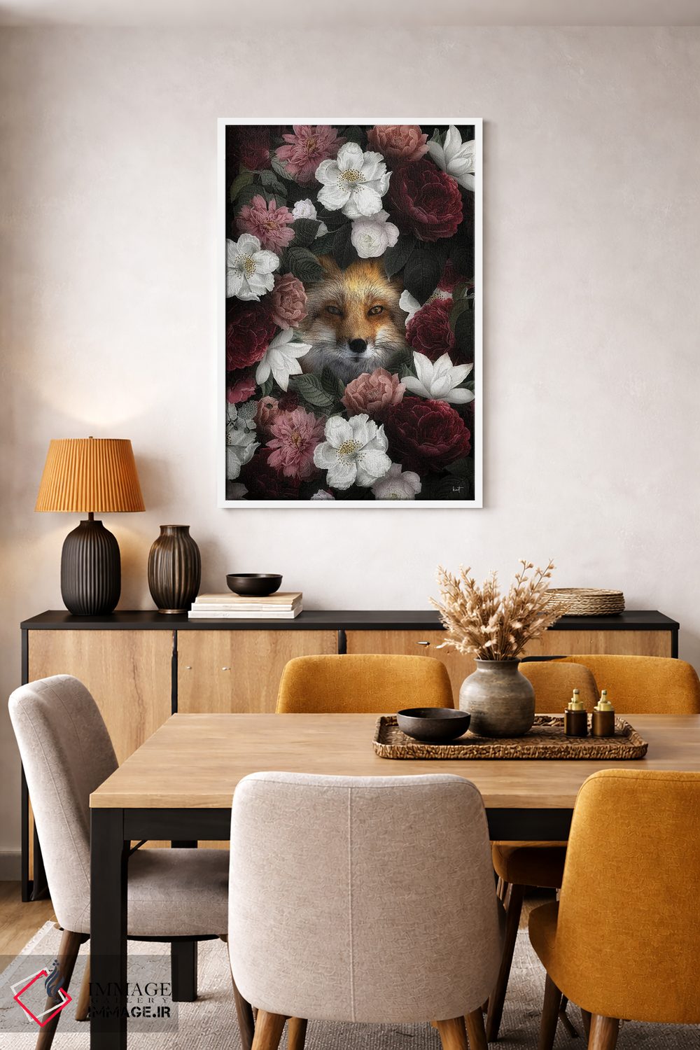 تابلو دکوراتیو روباه گل دار اثر کاترین فدرر - D6W