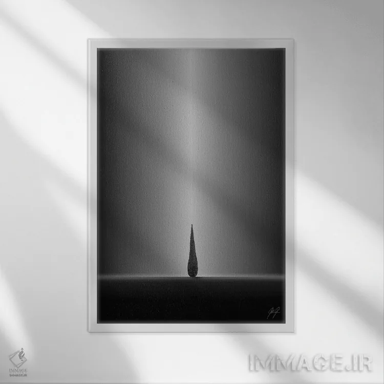 تابلو مینیمال درخشش جادویی از ناکجاآباد اثر کاترین فدرر - نمای قابدار سفید