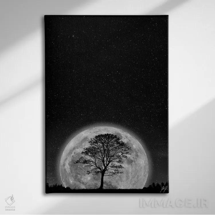 تابلو مینیمال ابرماه اثر کاترین فدرر - نمای روبهرو روی دیوار