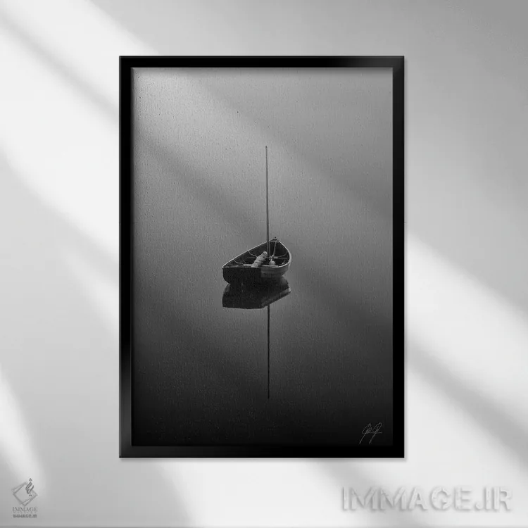 تابلو مینیمال تنهایی اثر کاترین فدرر - نمای قابدار مشکی