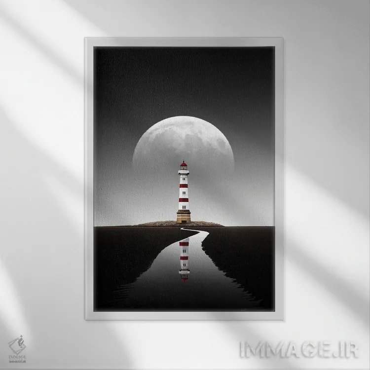 تابلو دکوراتیو چراغ دریایی جزر و مد رویایی اثر کاترین فدرر - نمای قابدار سفید