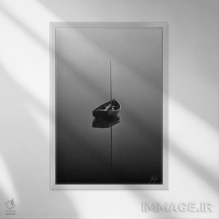 تابلو مینیمال تنهایی اثر کاترین فدرر - نمای قابدار سفید
