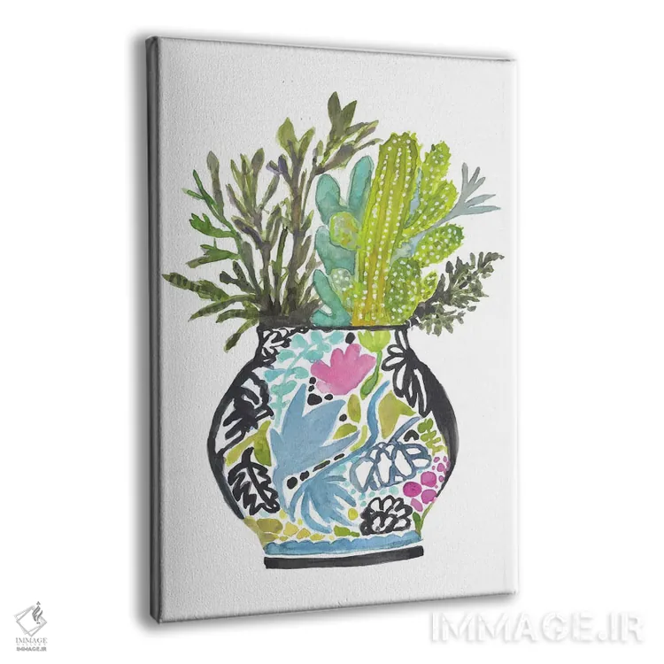 تابلو دکوراتیو گلدان نقاشی شده با گل ها ۴ اثر کارن فیلدز - نمای پرسپکتیو محصول