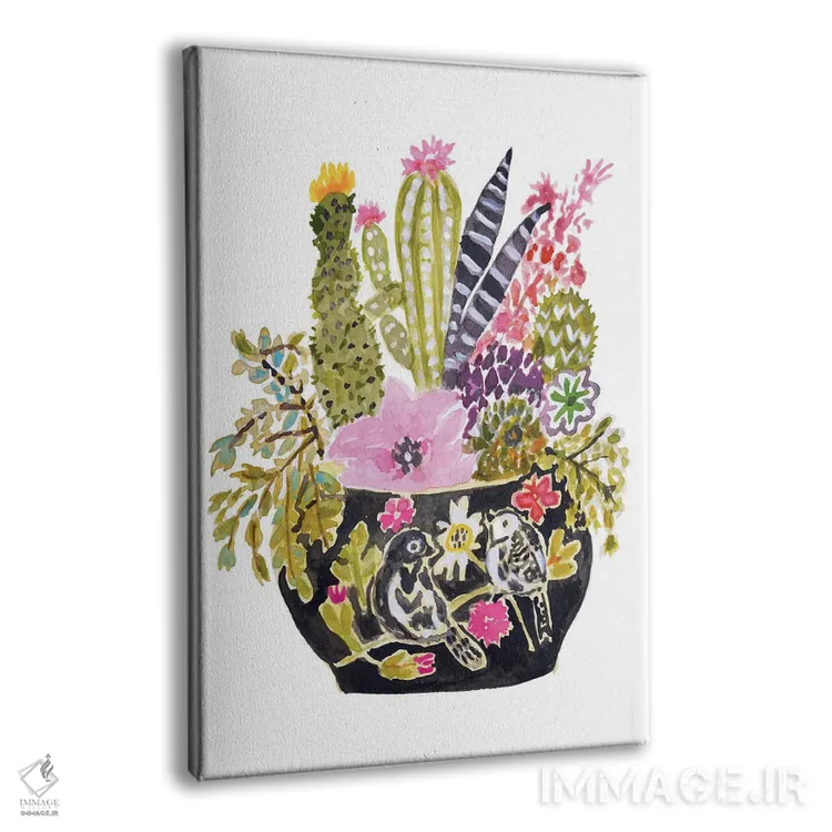 تابلو دکوراتیو گلدان نقاشی شده با گل ها ۳ اثر کارن فیلدز - نمای پرسپکتیو محصول