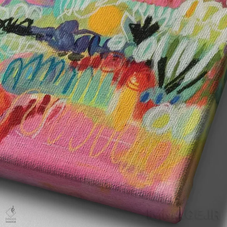 تابلو انتزاعی باغ بوهو ۳ اثر کارن فیلدز - نمای نزدیک بافت بوم