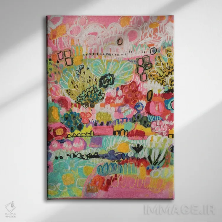 تابلو انتزاعی باغ بوهو ۳ اثر کارن فیلدز - نمای روبهرو روی دیوار