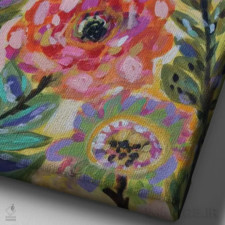 تابلو دکوراتیو باغ خیال انگیز ۱ اثر کارن فیلدز - نمای نزدیک بافت بوم