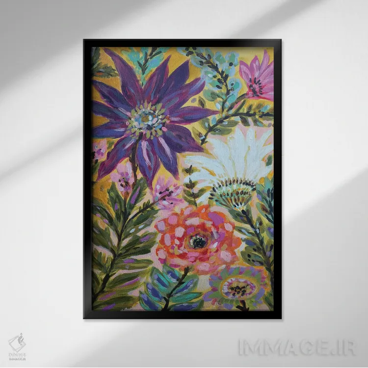 تابلو دکوراتیو باغ خیال انگیز ۱ اثر کارن فیلدز - نمای قابدار مشکی