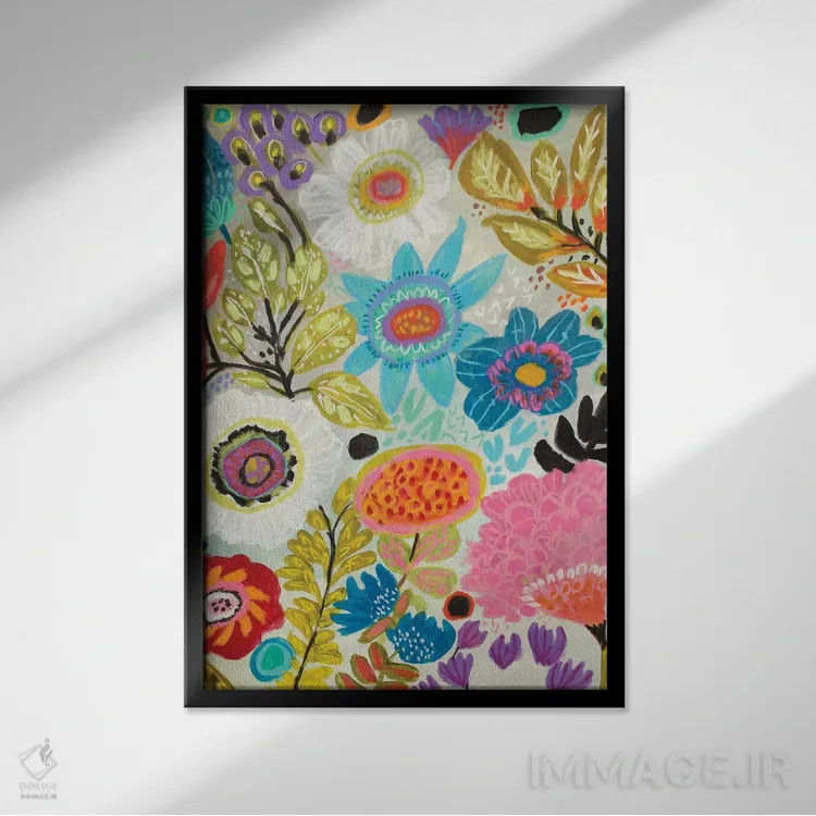 تابلو دکوراتیو باغ مخفی گلی ۱ اثر کارن فیلدز - نمای قابدار مشکی