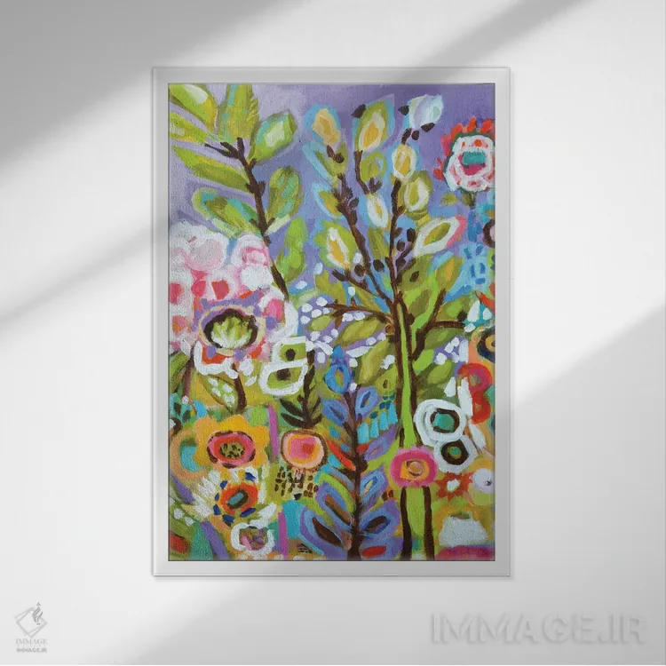 تابلو دکوراتیو باغ خیال انگیز ۳ اثر کارن فیلدز - نمای قابدار سفید